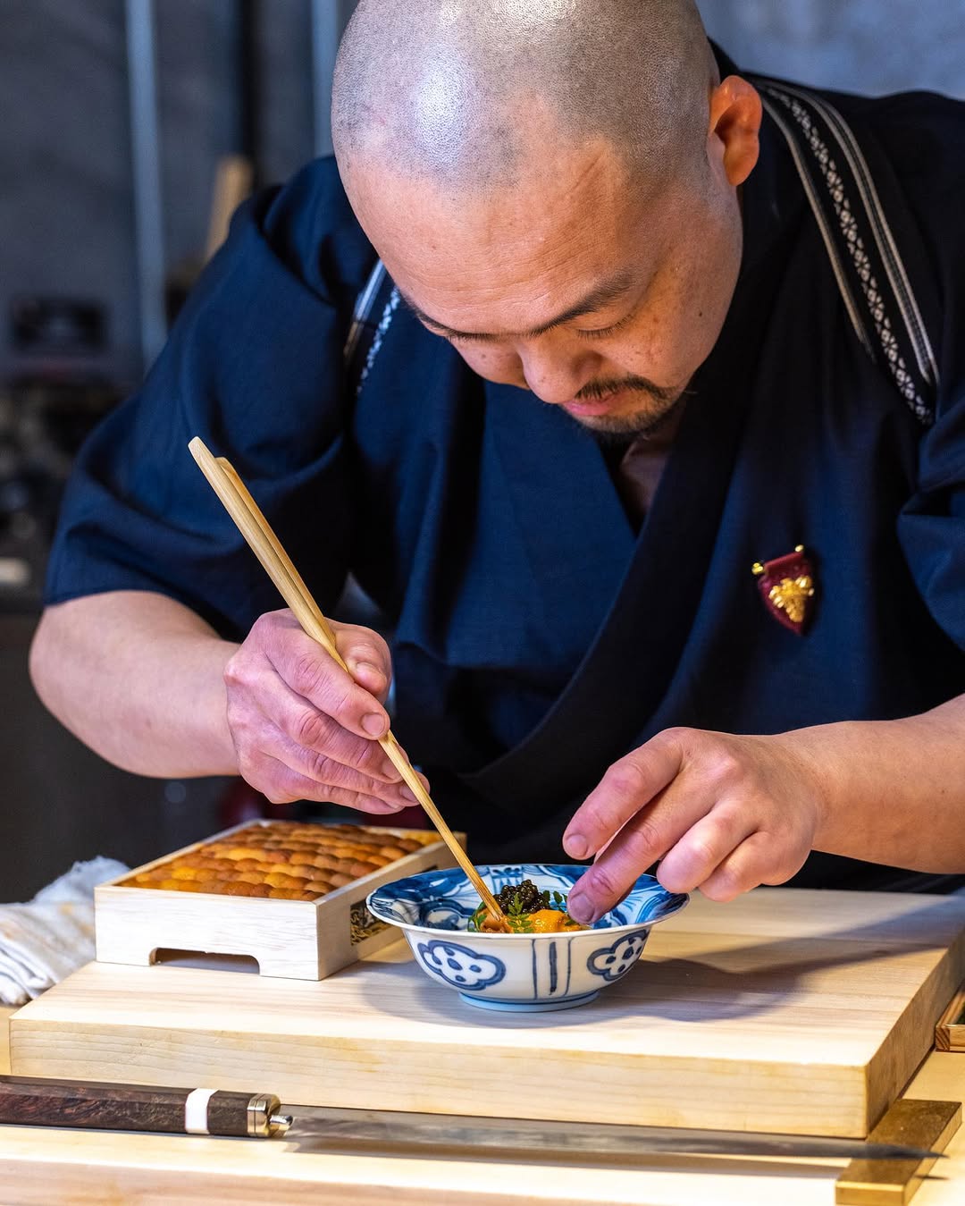 The hinoki counter at Kappo Sato